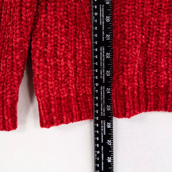 Talbots Sweater Womens Medium Red Chenille Pullover Chunky Knit Soft Cozy Casual - Picture 6 of 8